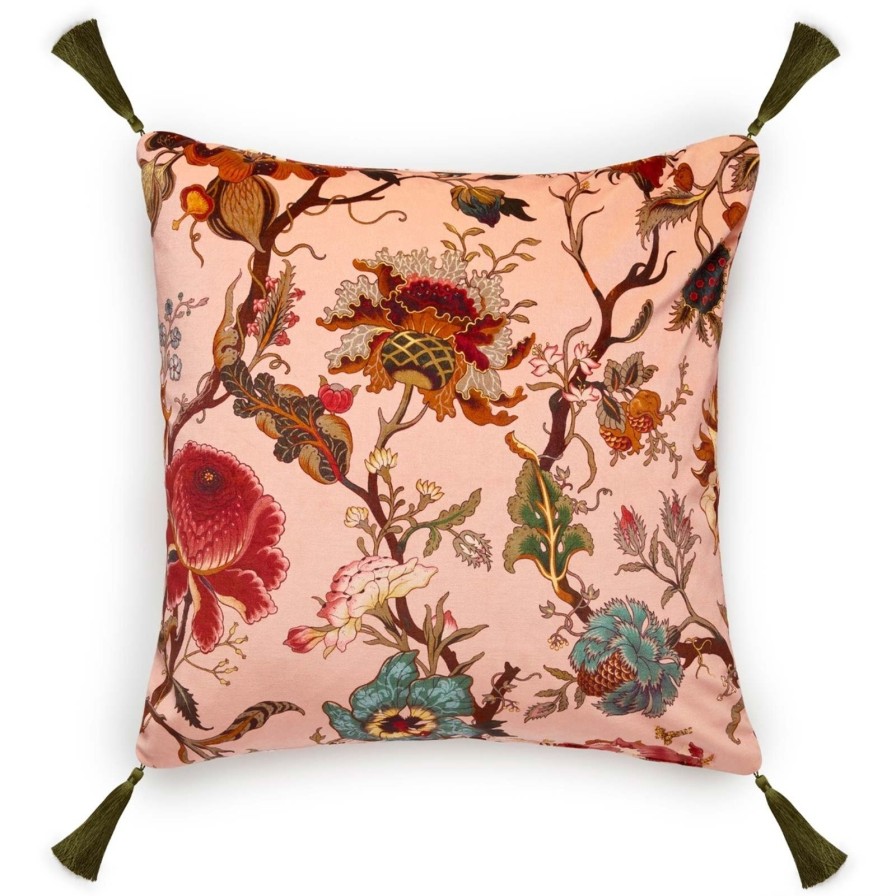 Accessories House of Hackney Floral Cushions | Artemis Large Tassel Velvet Cushion-Blush