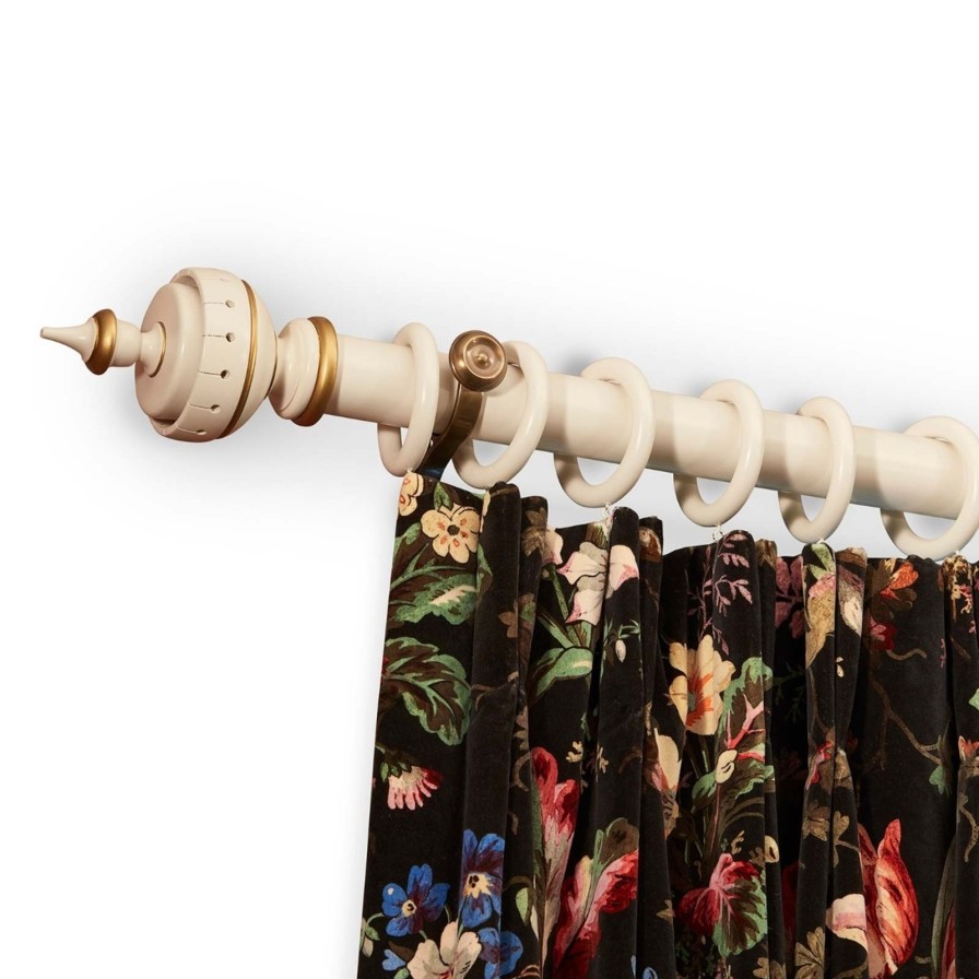 Furnishings House of Hackney Curtain Poles | Spinning Top Spinning Topwood Pole & Finial Set 63Mm