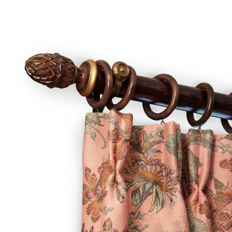 Furnishings House of Hackney Curtain Poles | Pineapple Stained Wood Pole & Finial Set 63Mm