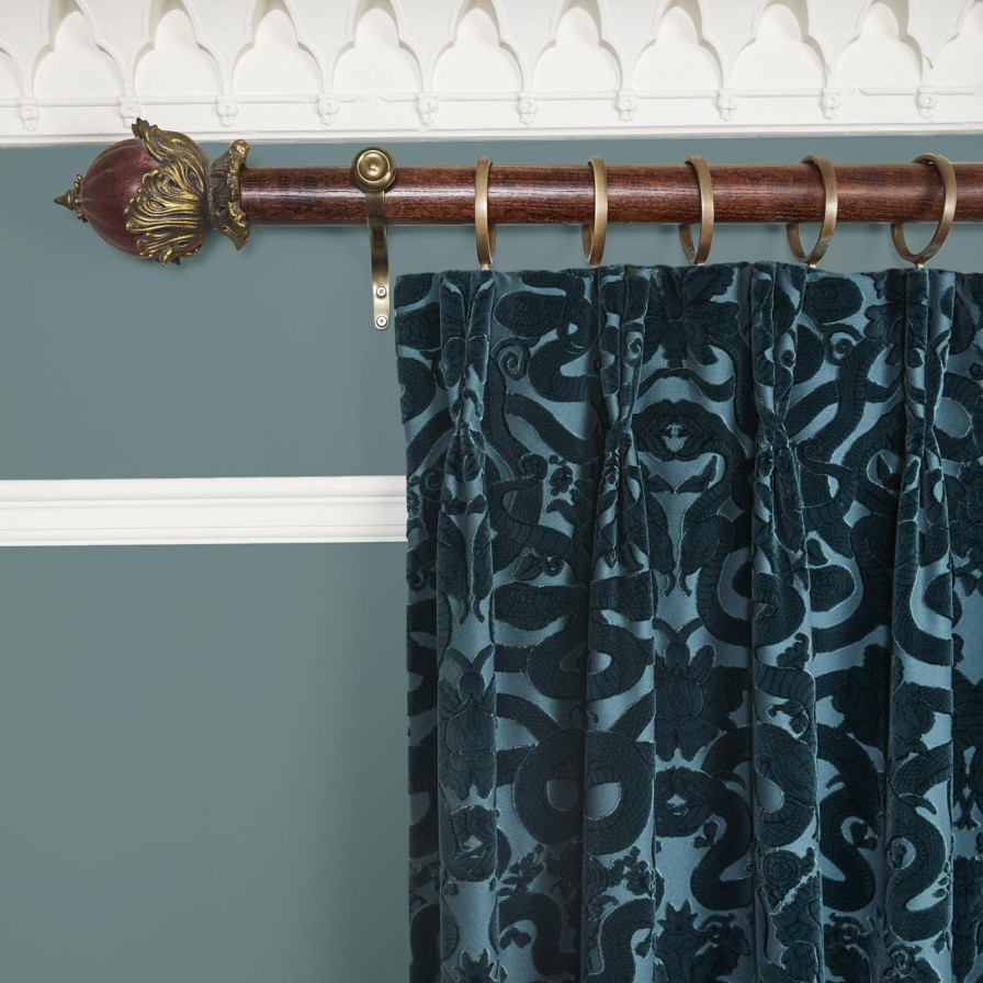 Fabric House of Hackney | Anaconda Velvet Curtain-Petrol