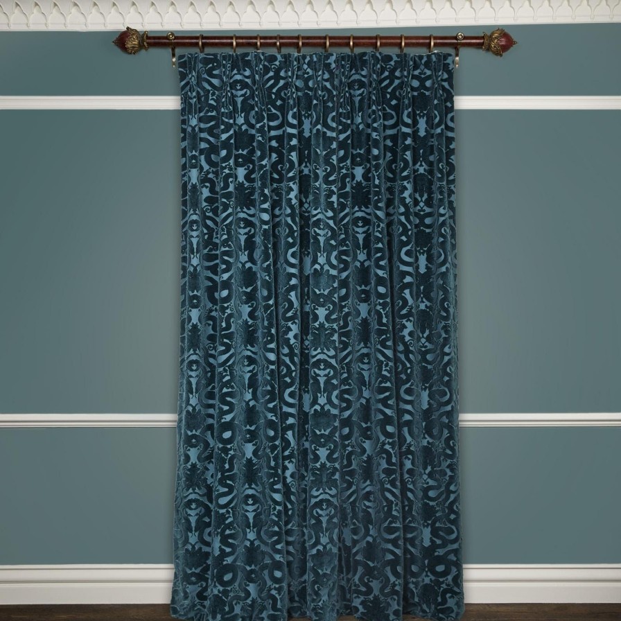 Fabric House of Hackney | Anaconda Velvet Curtain-Petrol