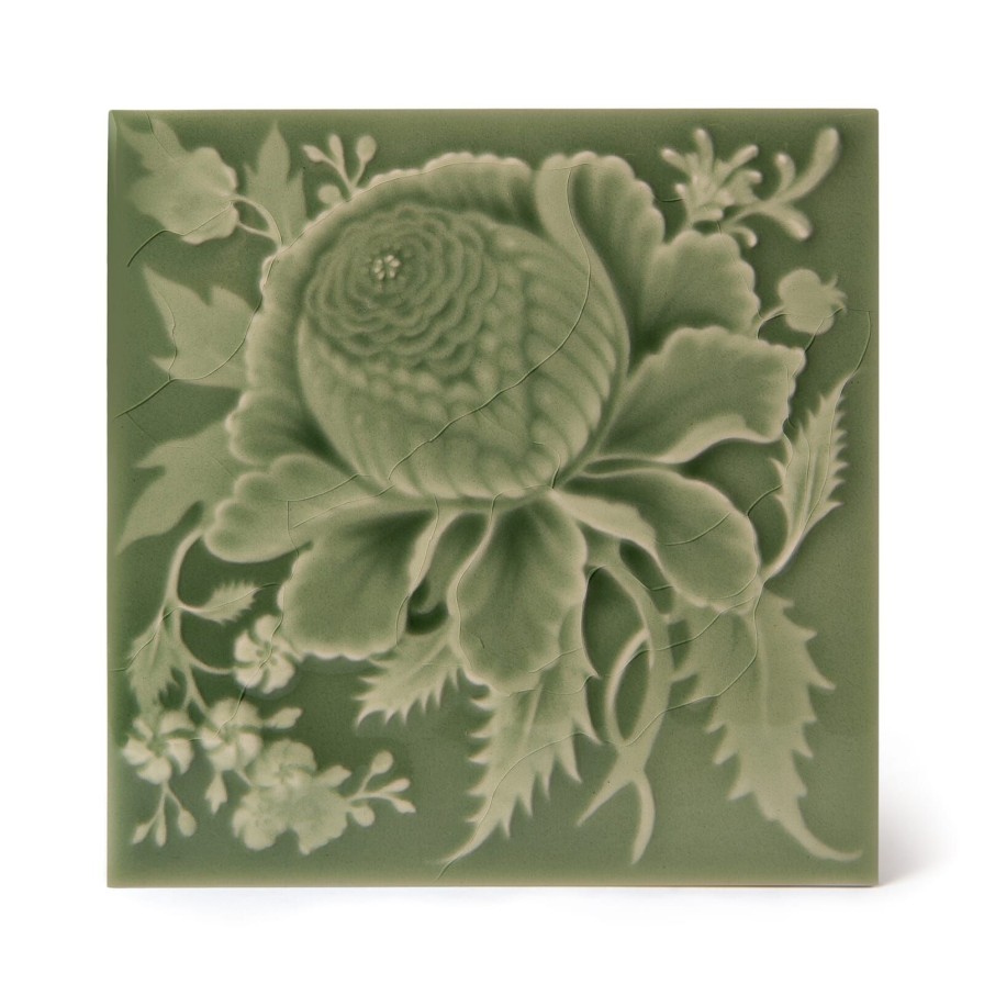 Furnishings House of Hackney Tiles | Artemis Rose Relief Tiles-Sage