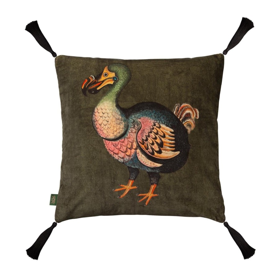 Accessories House of Hackney Animal Cushions | Dodo Velvet Medium Tassel Cushion-Verdigris