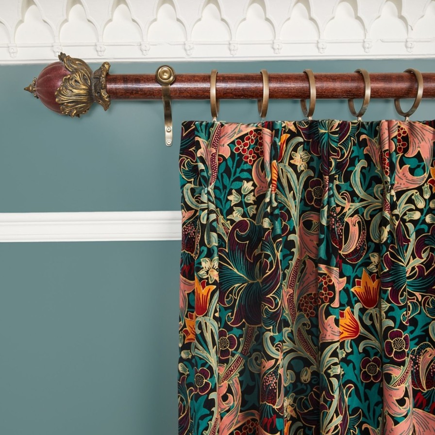 Fabric House of Hackney | Golden Lily Velvet Curtain-Apatite