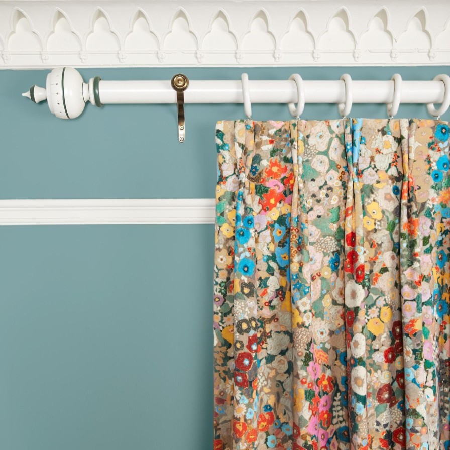 Fabric House of Hackney | Hollyhocks Velvet Curtain-Autumn