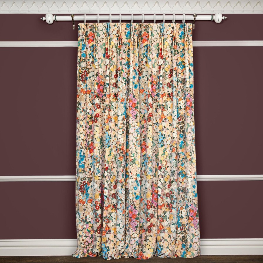 Fabric House of Hackney | Hollyhocks Velvet Curtain-Autumn