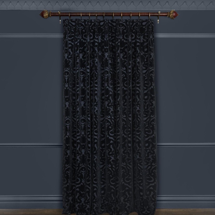 Fabric House of Hackney | Anaconda Velvet Curtain-Noir