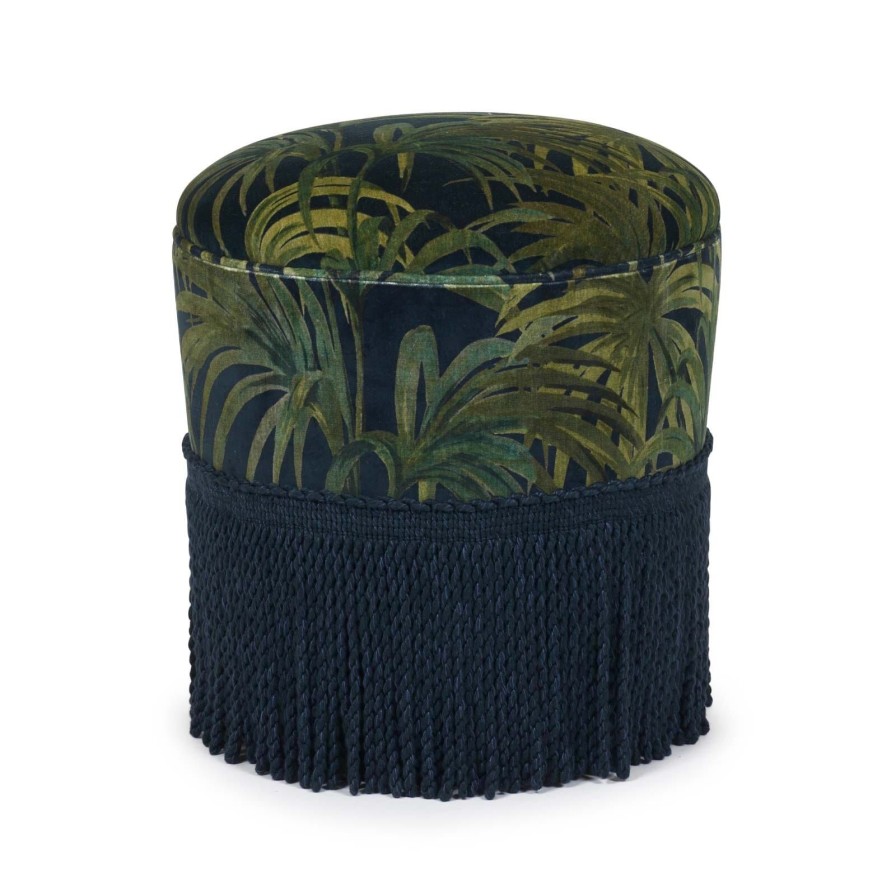 Furnishings House of Hackney Bottomans | Palmeral Velvet Bottoman-Midnight & Green