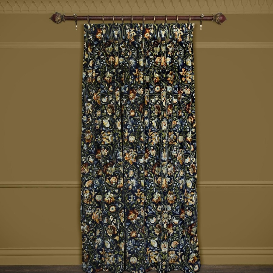 Fabric House of Hackney | Gaia Velvet Curtain-Midnight