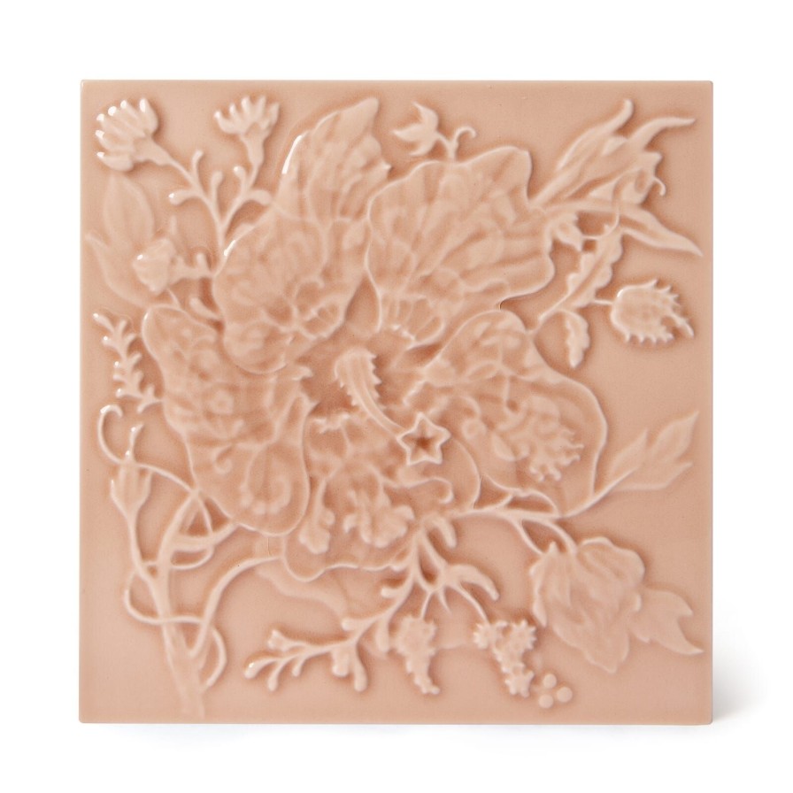 Furnishings House of Hackney Tiles | Artemis Hibiscus Relief Tiles-Blush