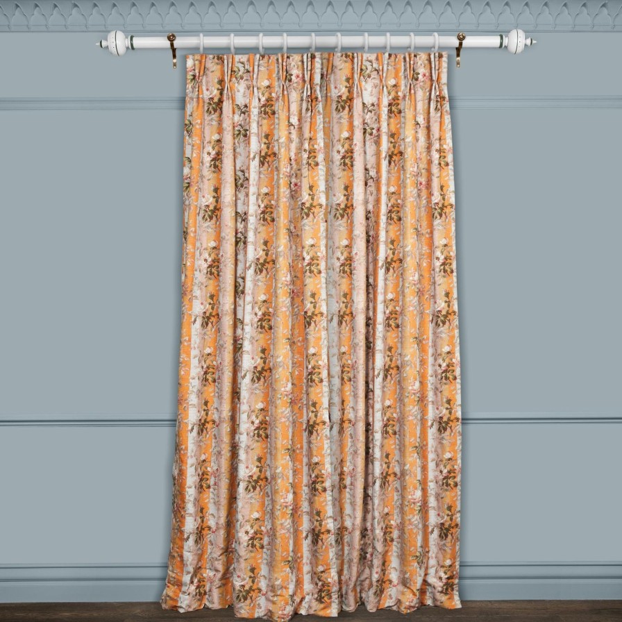 Fabric House of Hackney | Rainbow Rose Cotton Linen Curtain-Dusk Stripe