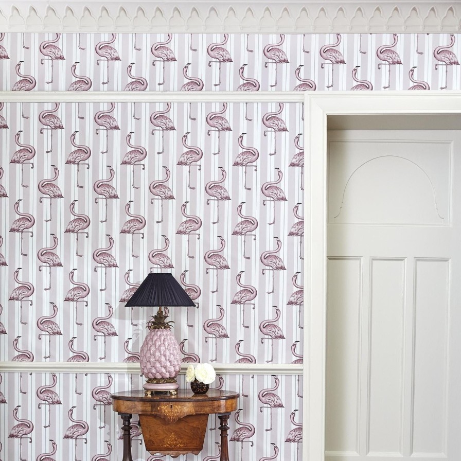 Wallpaper House of Hackney | Flamboyance Wallpaper-Off White & Macaroon Pink