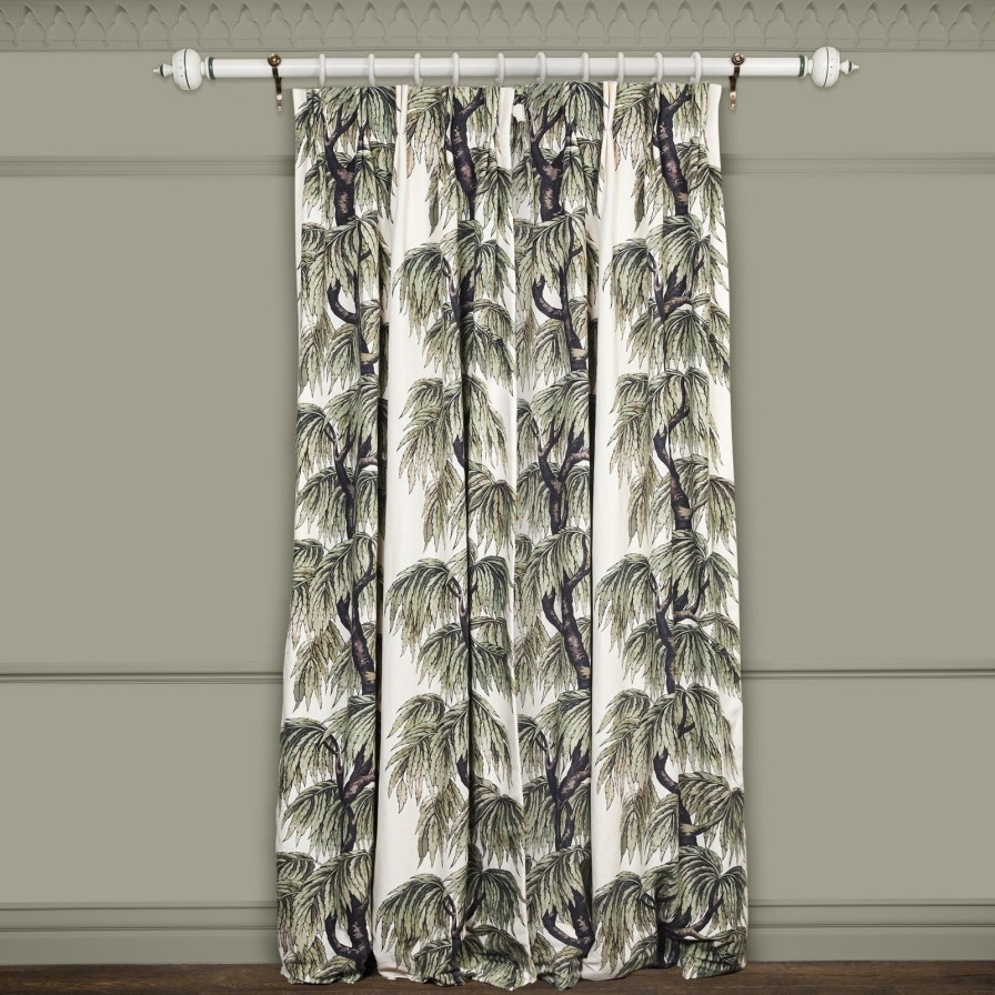 Fabric House of Hackney | Babylon Cotton Linen Curtain-Papyrus/Willow