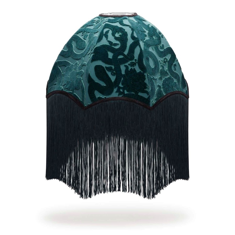 Accessories House of Hackney Lampshades | Anaconda Cut-Velvet Oriel Lampshade-Petrol