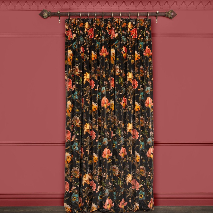 Fabric House of Hackney | Artemis Velvet Curtain-Black