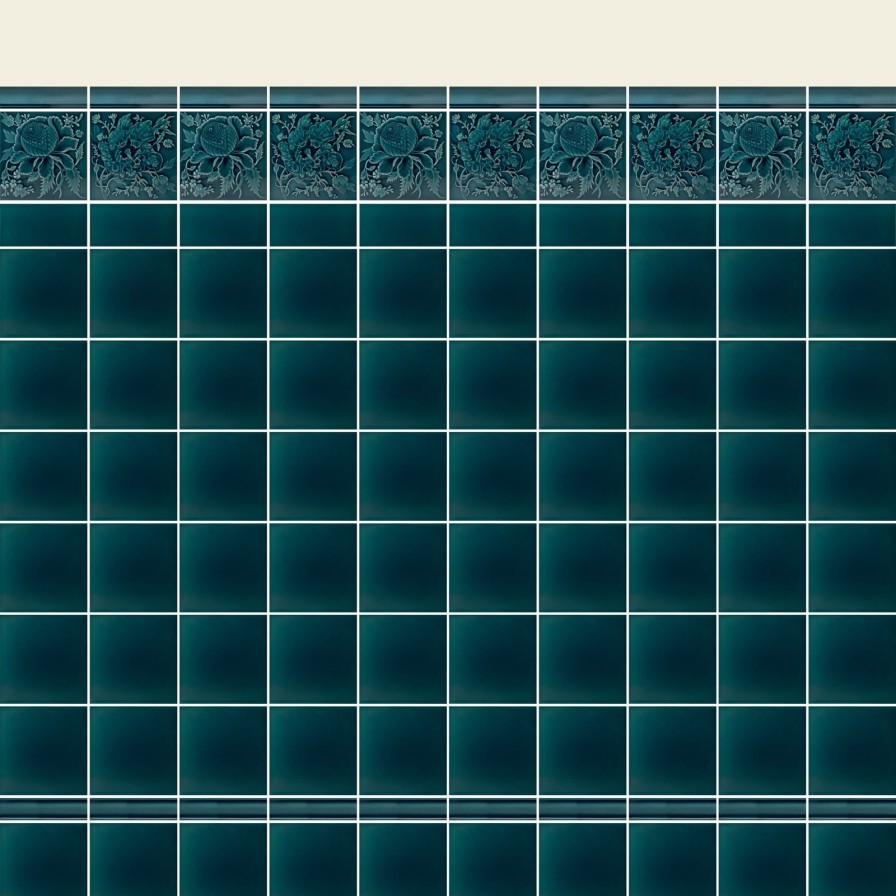 Furnishings House of Hackney Tiles | Artemis Hibiscus Relief Tiles-Teal