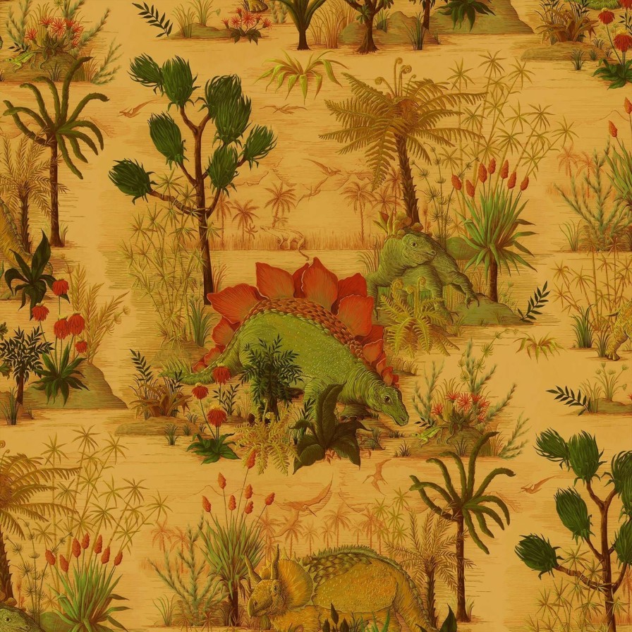 Wallpaper House of Hackney | Dinosauria Wallpaper-Turmeric