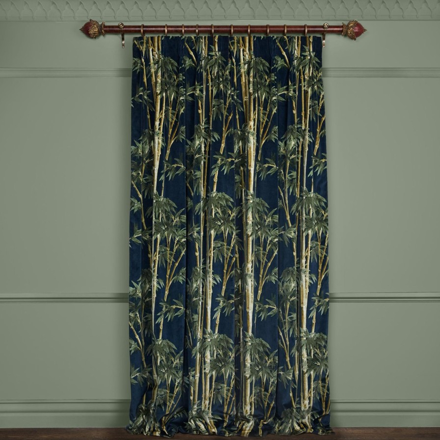 Fabric House of Hackney | Bambusa Velvet Curtain-Midnight
