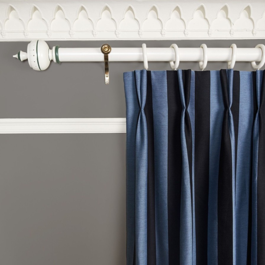 Wallpaper House of Hackney | Camelot Stripe Jacquard Curtain-Sky And Noir