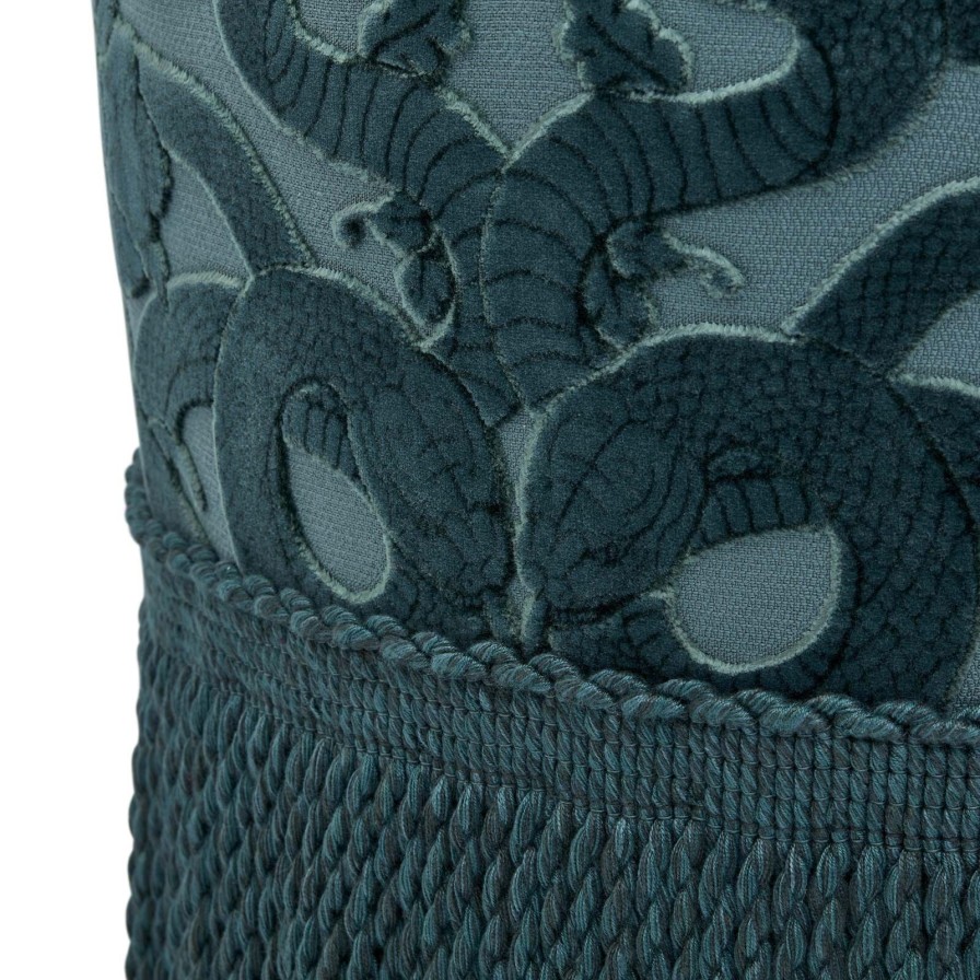 Furnishings House of Hackney Bottomans | Anaconda Cut-Velvet Bottoman-Petrol