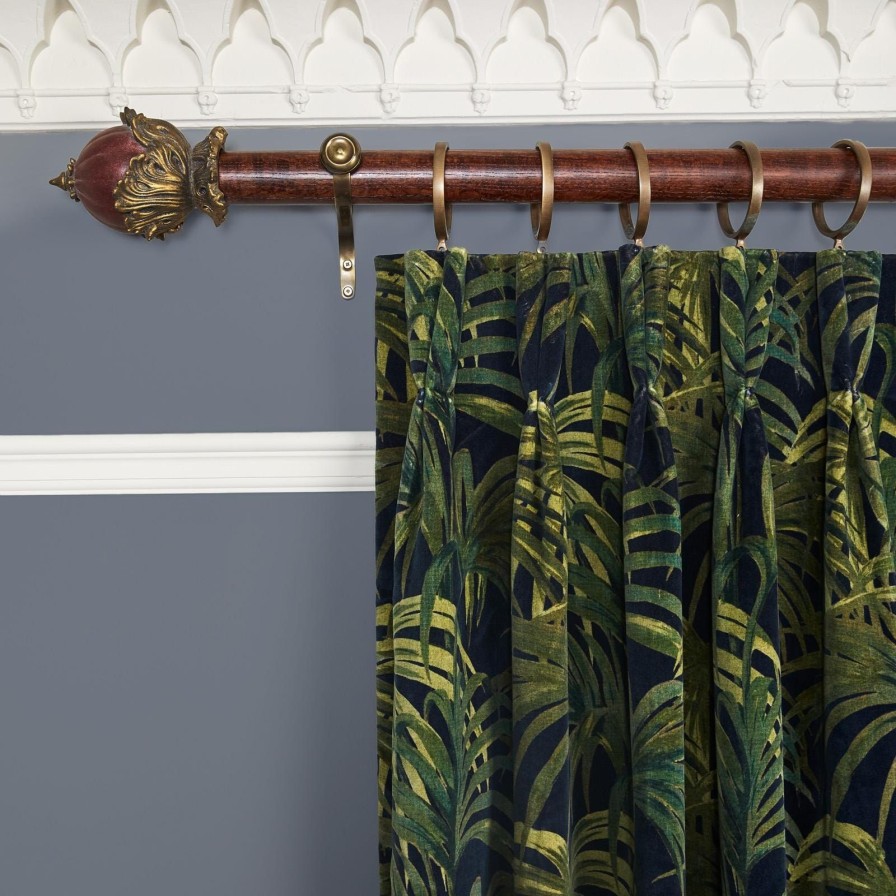 Fabric House of Hackney | Palmeral Velvet Curtain-Midnight & Green