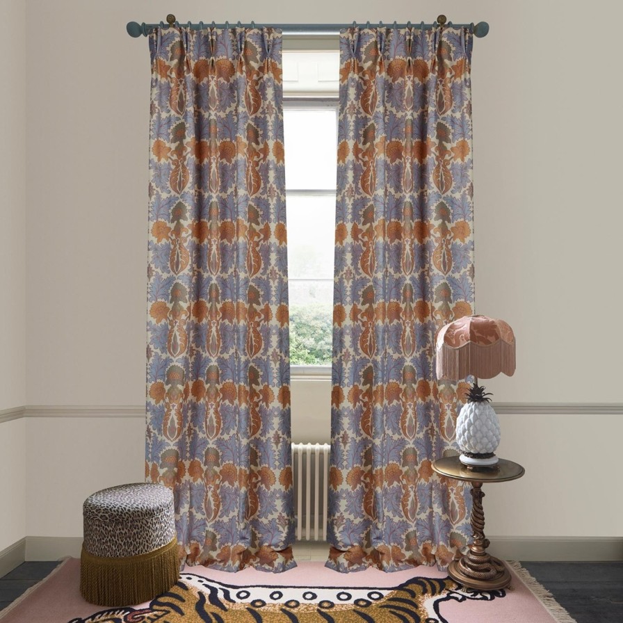 Fabric House of Hackney | Emania Cotton Linen Curtain-Azurite