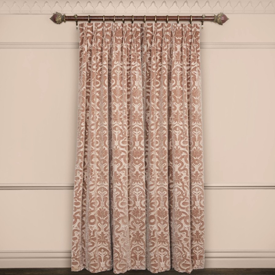 Fabric House of Hackney | Anaconda Velvet Curtain-Dusky Pink