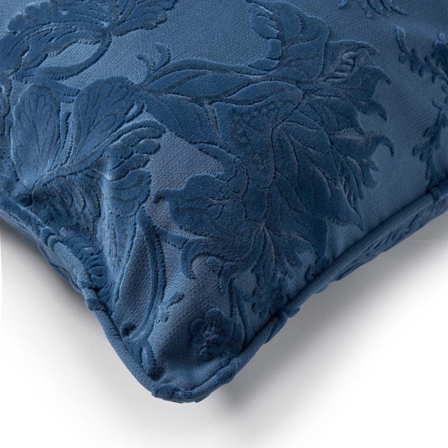 Accessories House of Hackney Floral Cushions | Artemis Large Cut-Velvet Cushion-Cerulean